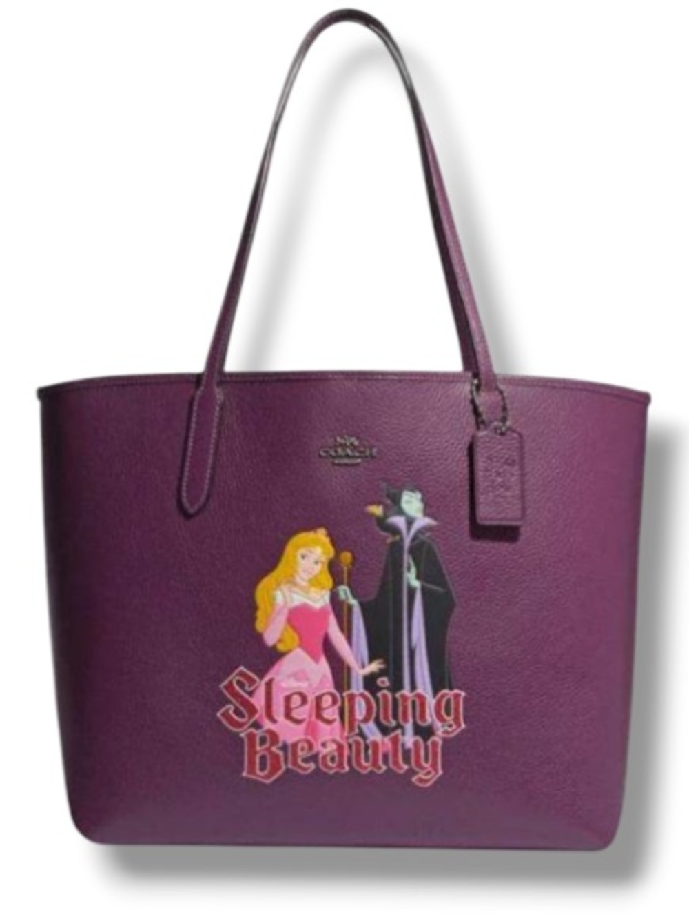 Disney x Coach Tote Purse Sleeping Beauty Maleficent Pebbled Signature Leather
